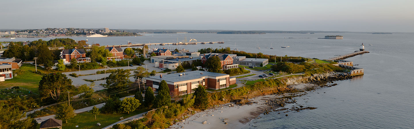 Aerial photo of the Southern Maine Community College South Portland Campus